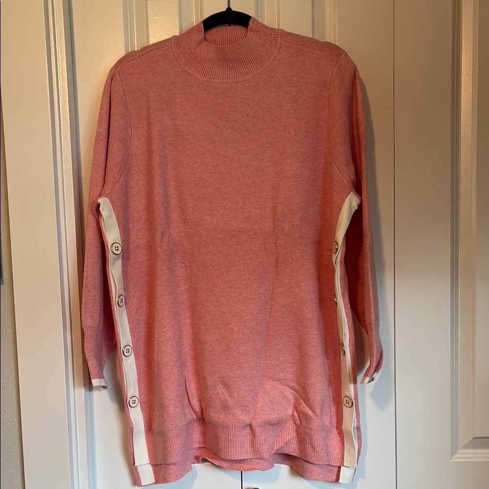 NEW Elegant Pink Sweater with Button Accent